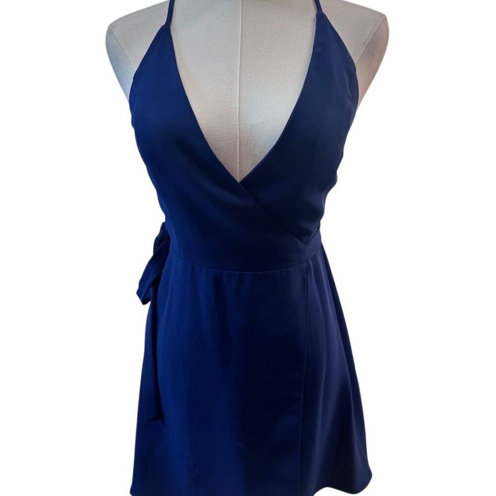 EUC Amanda Uprichard Women's Blue Sleeveless Wrap Dress Size P